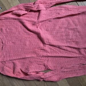 Banana Republic Coral Pink Ribbed Long-Sleeve Top